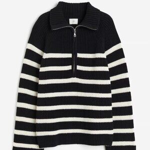H&M Rib-knit Half-zip Sweater - Size Small